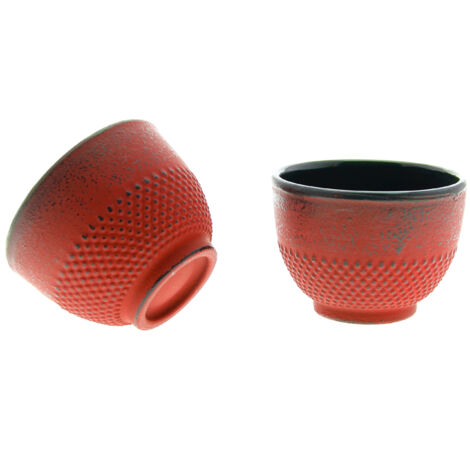 Ensemble de 2 tasses à thé rouges en fonte de 100 ml