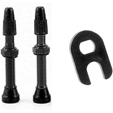 Ensemble de 2 Tiges Valve Tubeless Qualité (40 mm) pour Vélo, avec Outil Suppression Noyau - Accessoires Essentiels Une Conduite sans Chambre à Air.