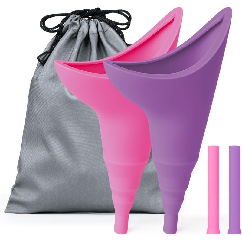 Ensemble de 2 urinoirs féminins, entonnoir en silicone, urinoir féminin réutilisable, urinoir féminin portable, urinoir sur pied, activités, camping