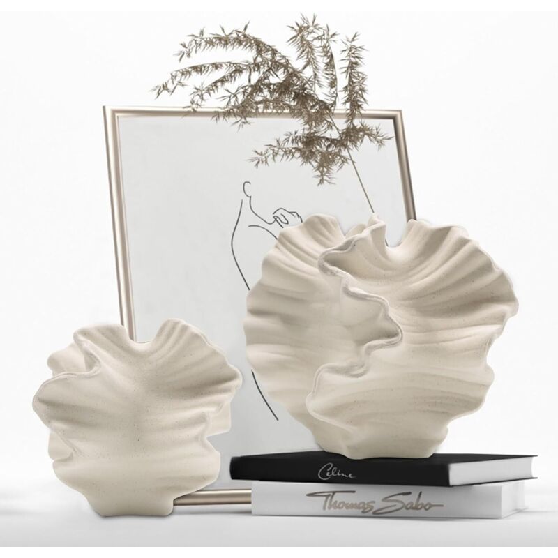 Ensemble de 2 vases pour la décoration intérieure, vase en herbe de pampa en forme de fleur blanche, style minimaliste nordique bohème, adapté à la