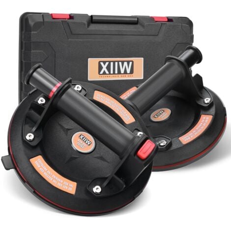 XIIW Ensemble de 2 ventouses de 8 pouces, lève-vitre à vide de 260 kg, ventouse de levage de fenêtre pour un transport sûr de carreaux, stratifiés, meubles et plus encore, avec boîte à outils incluse.