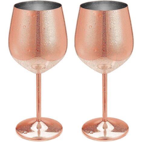 Ensemble de 2 verres à vin en acier inoxydable et cuivre, verres à vin rouge, verres à cocktail, verres à champagne en acier inoxydable, 500 ml.