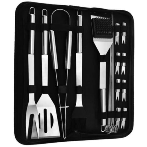 Ensemble de 20 accessoires de barbecue professionnels en acier inoxydable (AquaForge) - Ustensiles avec sac de transport