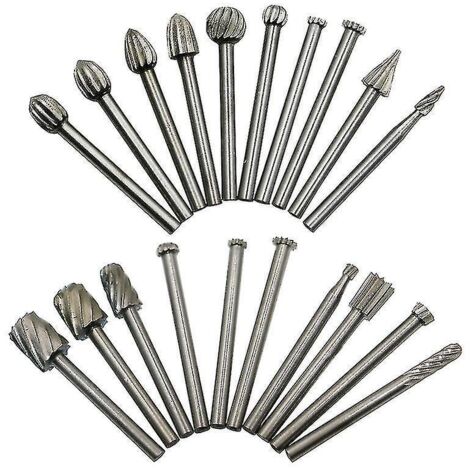 Ensemble de 20 forets Dremel, fraises rotatives en acier, outils de sculpture sur bois haute vitesse