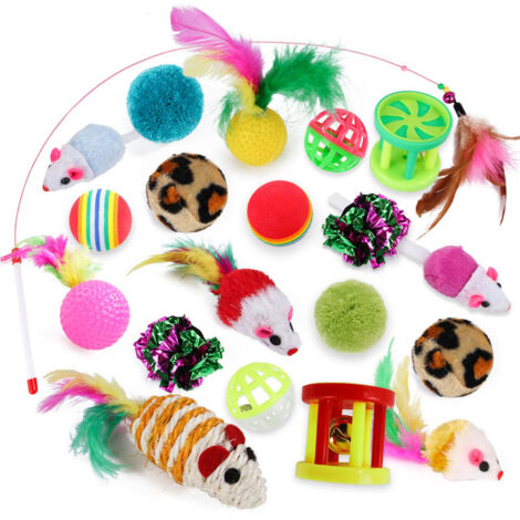 Ensemble de 20 jouets pour chat, jouet interactif, balles pour chat, souris