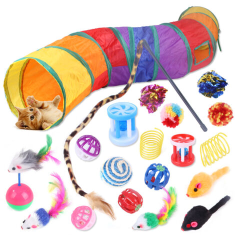 Ensemble de 20 jouets pour chat, tunnel pour chat, jouet interactif