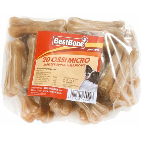 Ensemble de 20 micro os de chien en cuir de vache, 25 g chacun.