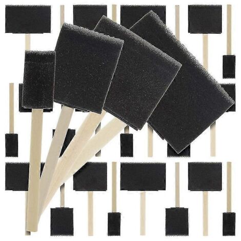 Ensemble de 20 pinceaux en mousse à manche en bois, très adaptés à la peinture acrylique noire.