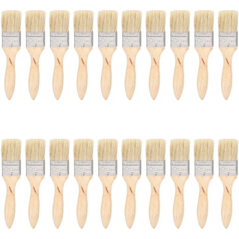 Ensemble de 20 pinceaux plats à manche en bois et poils artificiels pour le nettoyage des peintures