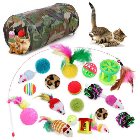 Ensemble de 21 jouets pour chat, tunnel pour chat, jouet interactif