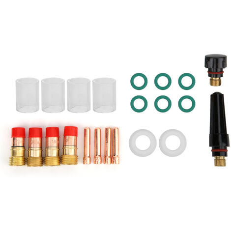 Ensemble de 23 pièces pour torche TIG WP-17/18/26 avec lentille, corps de pince, bouchon arrière et verre de protection 10