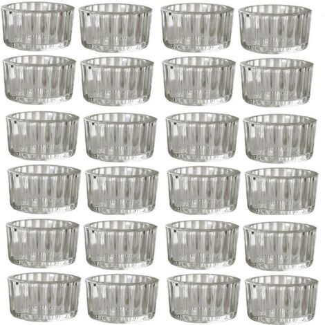 Ensemble de 24 photophores en verre transparent