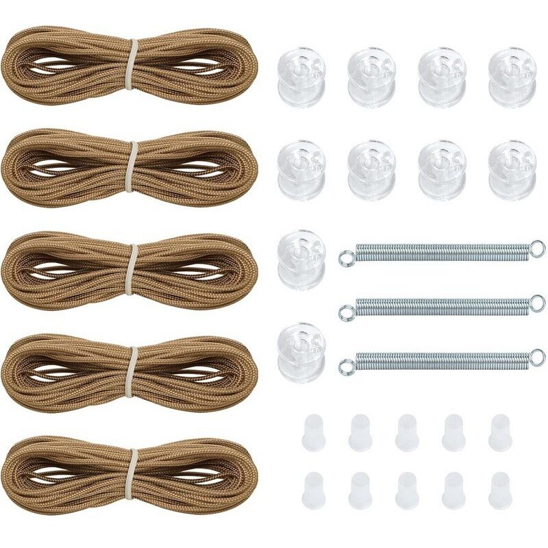 Ensemble de 28 pièces accessoires de remplacement de rideau, pull Rope ressort poulie plissé rideau accessoires