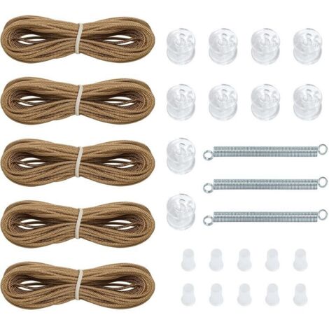 Ensemble de 28 pièces accessoires de remplacement de rideau, pull Rope ressort poulie plissé rideau accessoires