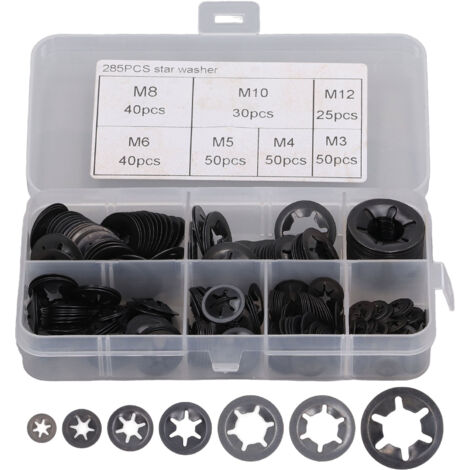 Ensemble de 285 Rondelles à Denture Interne Antivibratoires M3-M12 - Kit Premium pour Absorption des Vibrations et Isolations en Montage Industriel