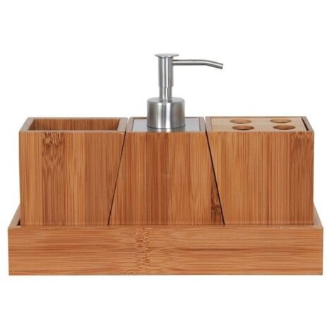 Ensemble de 3 accessoires de salle de bain Inox & Bambou MSV