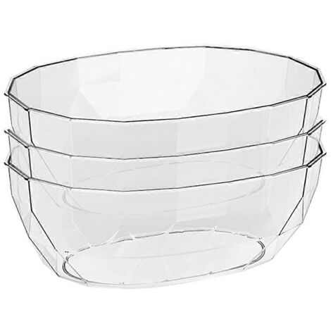 Ensemble de 3 bols de service en plastique transparent pour salades.