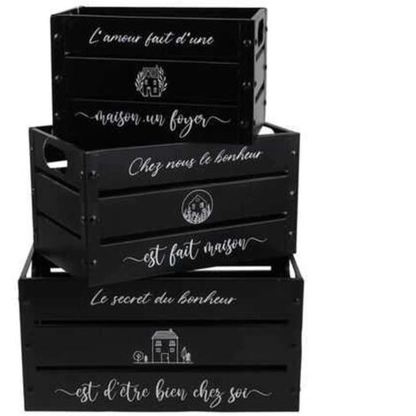 Lot de 3 caisses métal décorées – Dimensions S: 28x17cm, M: 34x21cm, L: 40x25cm – Rangement stylé pour intérieur – Urban Living