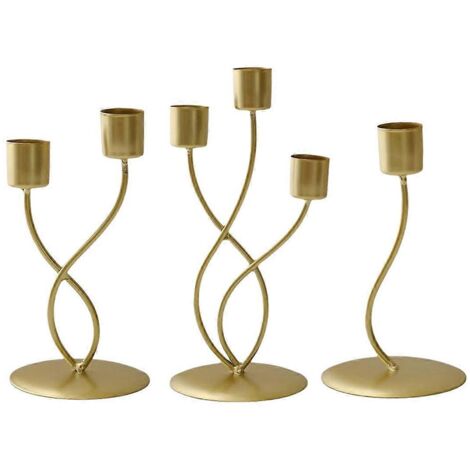 Ensemble de 3 chandeliers dorés, luxueux et élégants, en métal et fer.