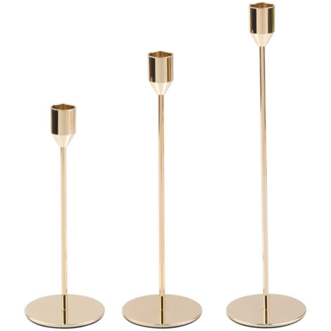 Ensemble de 3 chandeliers en métal, coloris doré, décoration de table élégante