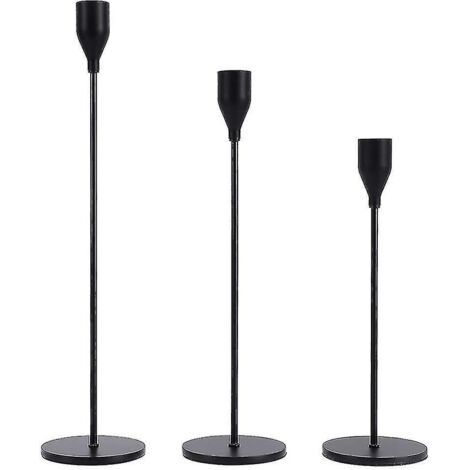 Ensemble de 3 chandeliers noirs, bougeoirs pour salon style vintage