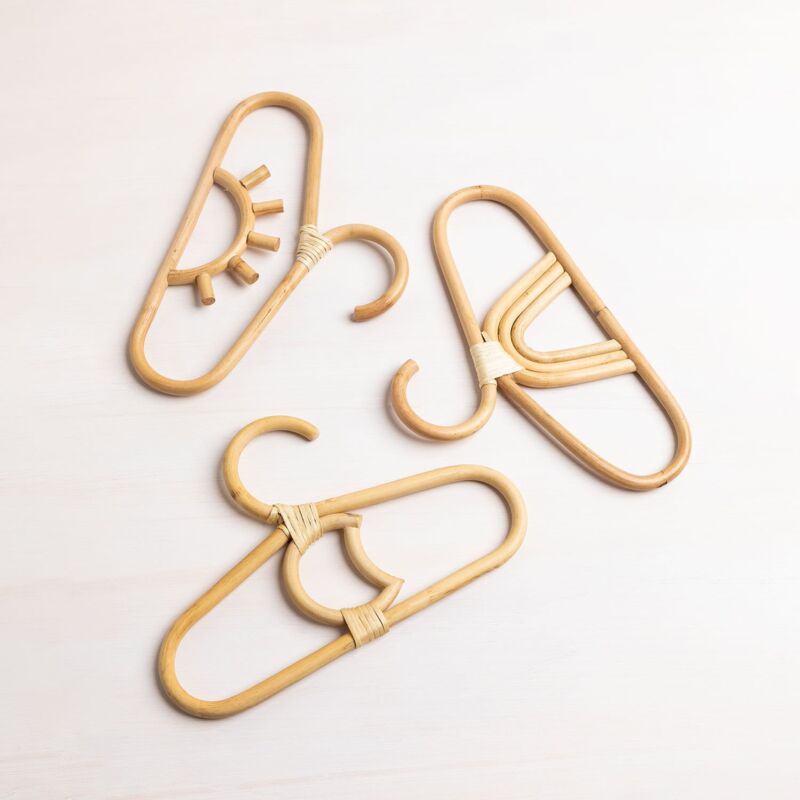 Lot de 3 Cintres en Rotin Binns Kids Sklum naturel