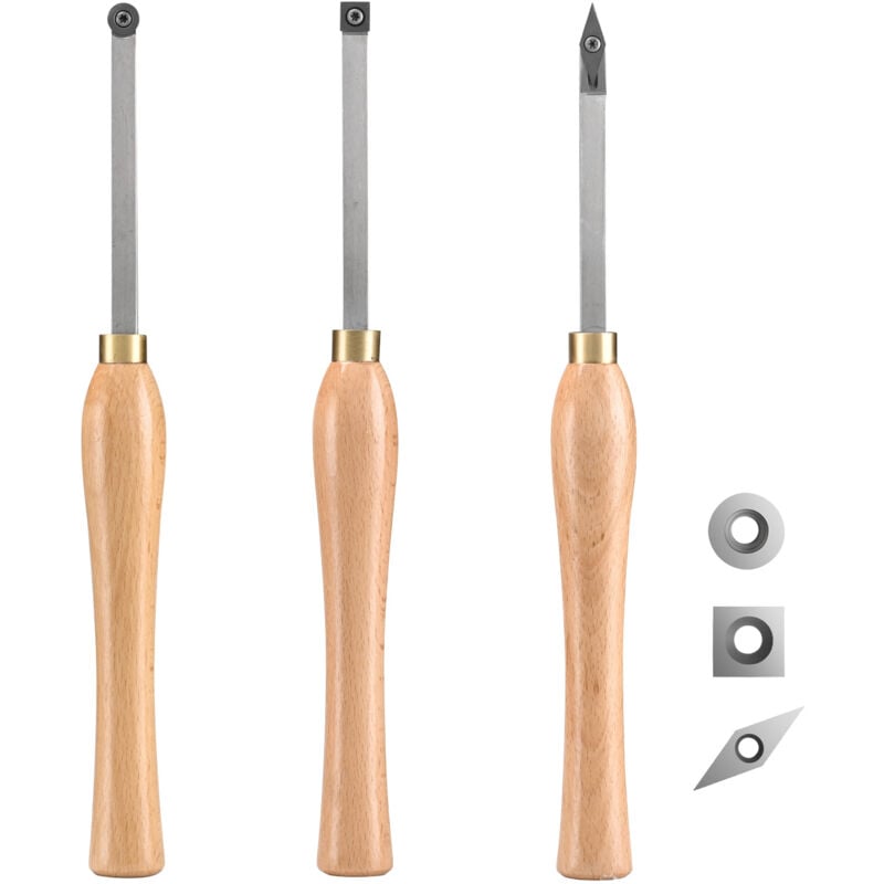 Mophorn - Ensemble de 3 ciseaux à bois outils de tournage à pointe en carbure avec lames en acier, boîte à outils durable incluse