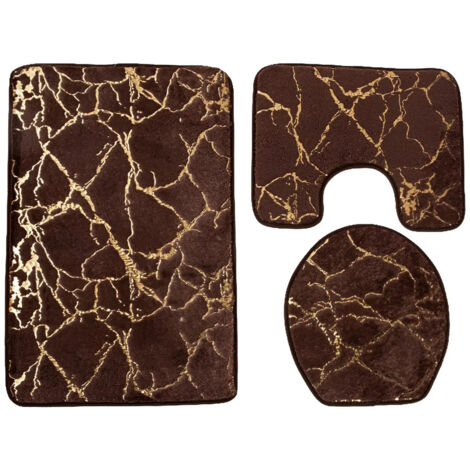 Ensemble de 3 coussins de sige de toilette marron