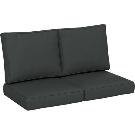 Ensemble de 3 coussins d'extérieur - coussin d'assise, 2 coussins dossier - déhoussables gris