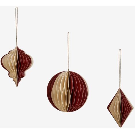 Ensemble de 3 décorations de Noël en papier Doreimi SKLUM Rouge Grenat