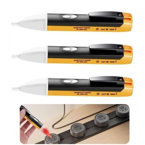 Ensemble de 3 détecteurs de tension sans contact, stylos de test électrique, sondes de puissance et détecteurs de rupture de fil