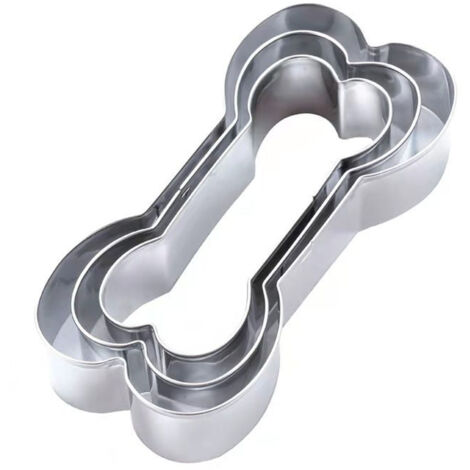 Ensemble de 3 emporte-pièces en acier inoxydable en forme d'os pour biscuits en forme de chien - Moules à gâteaux en forme de chien pour fondant et biscuits