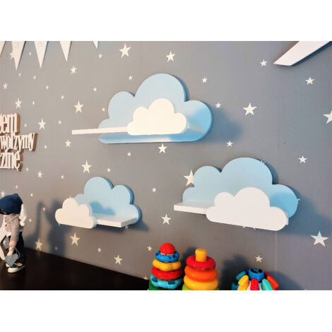 Ensemble de 3 étagères nuage Moli-Galaxy - Bleu et blanc