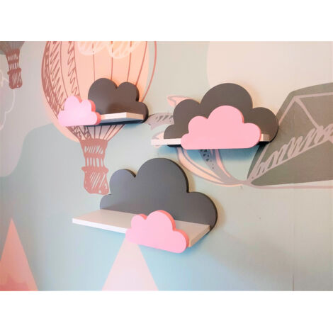 Ensemble de 3 étagères nuage Moli Galaxy - Gris et rose