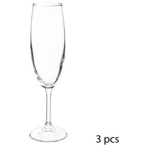Ensemble de 3 flûtes à champagne en verre cristallin TANA