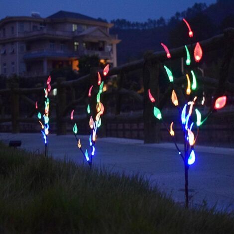 Ensemble de 3 guirlandes lumineuses solaires LED multicolores en forme de feuilles et de branches d'arbre