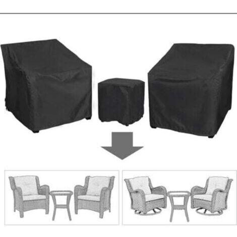 Ensemble de 3 housses de meubles d'extérieur pour canapé, fauteuil et table basse en tissu Oxford robuste, protection imperméable et coupe-vent pour cour, jardin