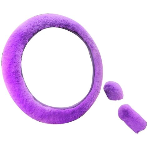 Ensemble de 3 housses de volant respirantes, confortables et faciles à installer, en peluche douce, avec couvre-levier de frein à main et de vitesse pour femmes, violet.