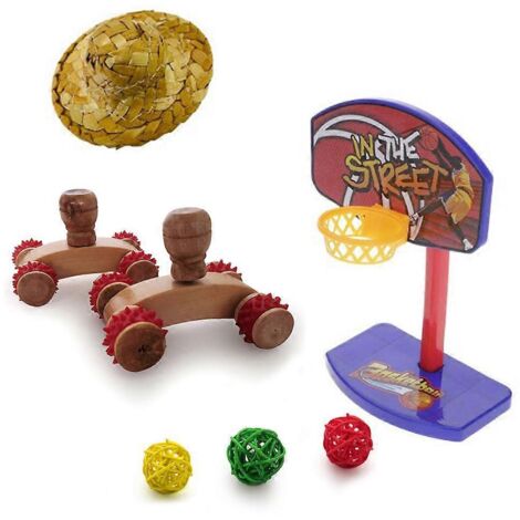Ensemble de 3 jouets puzzle oiseaux avec poulie, support de basket-ball et chapeau pour perroquets, jouet d'intelligence