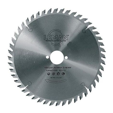 Ensemble de 3 lames de scies circulaires carbure HM pour bois et panneaux, diamètre 160 mm, ép. 1,8 mm, alés. 20 mm - Leman