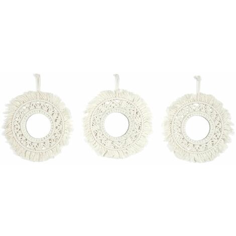 Ensemble de 3 miroirs ronds en macramé BOHO