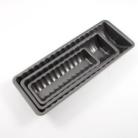 Ensemble de 3 moules à gâteau en bûche, moule rectangulaire, moule à pâtisserie, moule à bûche, moule à gâteau, acier inoxydable, noir, 20 + 25 + 30 cm