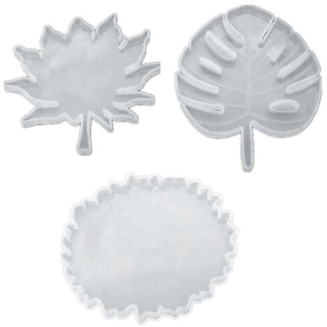 Ensemble de 3 moules en résine époxy pour la fabrication artisanale de sous-verres (feuille d'érable).