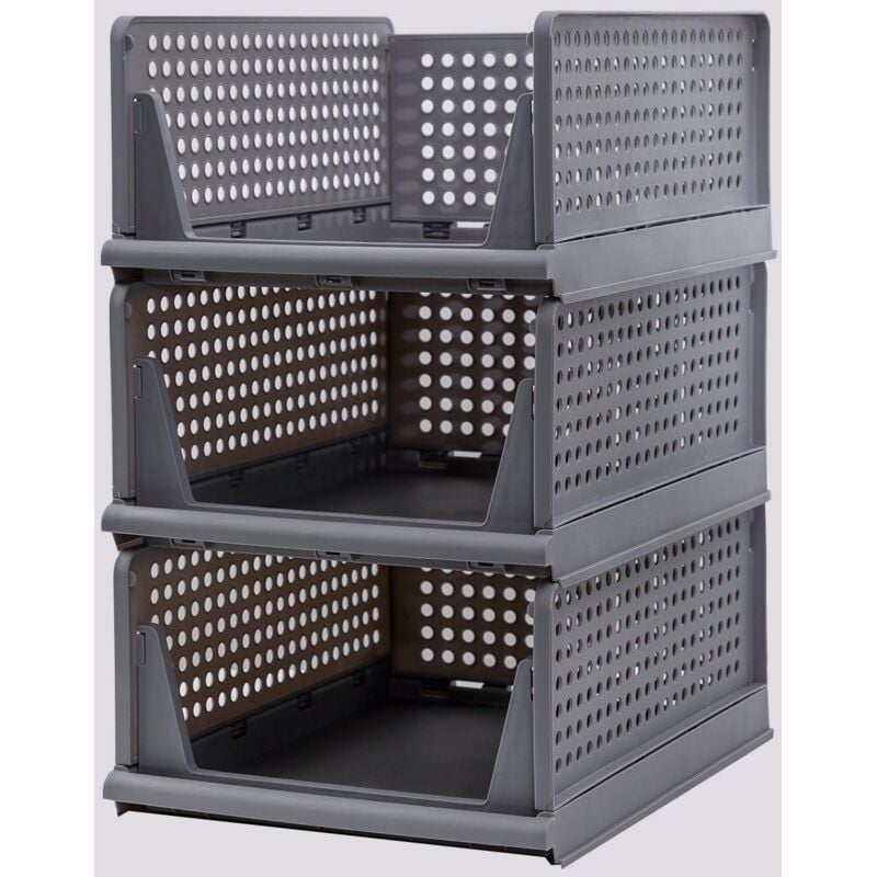 Sklum - Lot de 3 organisateurs de vêtements Evadin Gris ↑18,8 cm