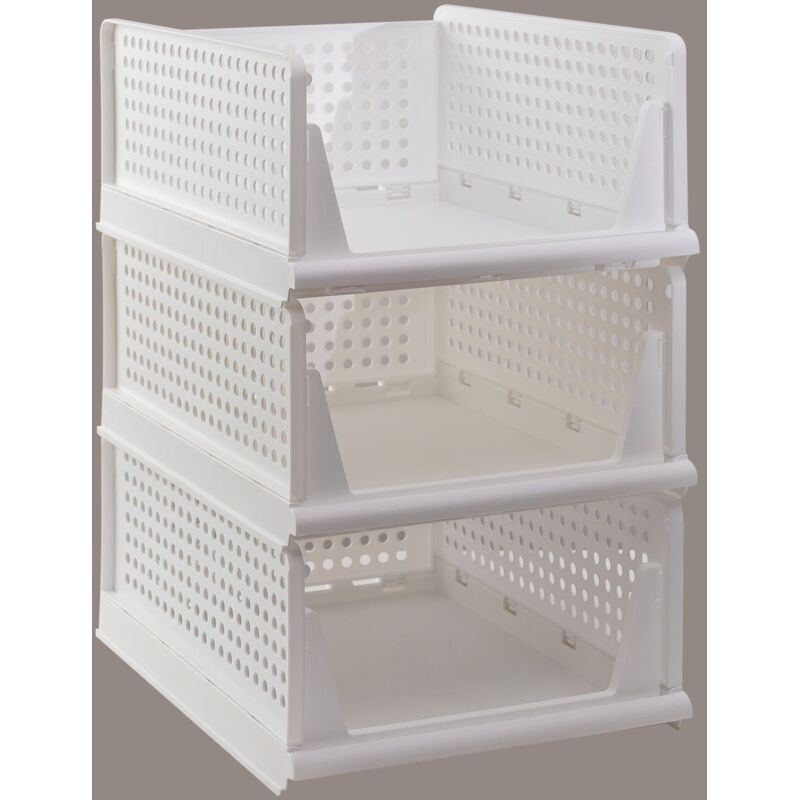 Sklum - Lot de 3 organisateurs de vêtements Evadin Blanc ↑18,8 cm