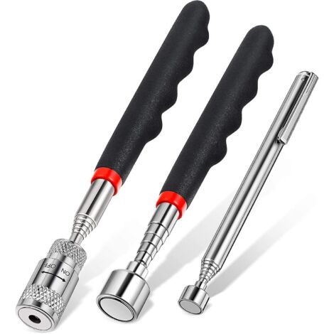 Ensemble de 3 outils de ramassage magnétique télescopique comprenant un aimant de 3,6 kg avec lumière LED et un gadget à bâton magnétique