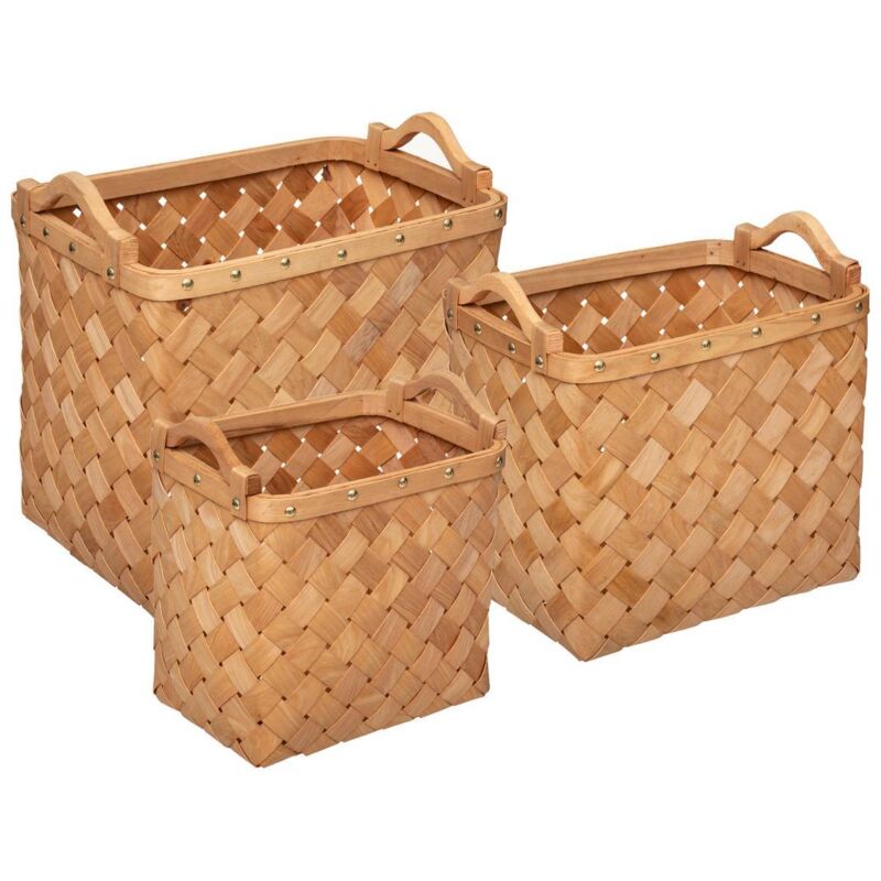Atmosphera - Set de 3 paniers rectangulaires Melvin en bois L26 31 37cm créateur d'intérieur