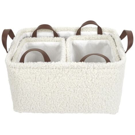Ensemble de 3 Paniers Rangement Blanc Bouclette