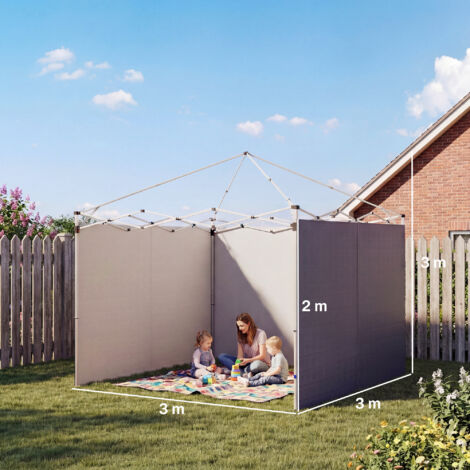 Ensemble de 3 panneaux latéraux avec fermetures éclair pour une tonnelle de 3 x 3 m, bleu foncé