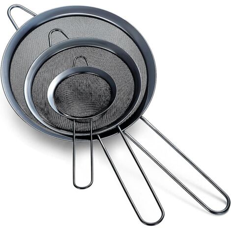 Ensemble de 3 passoires à mailles en acier inoxydable pour la cuisson, le thé et les pâtes